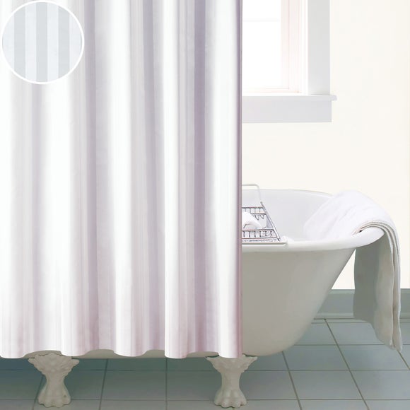White Satin Stripe Shower Curtain