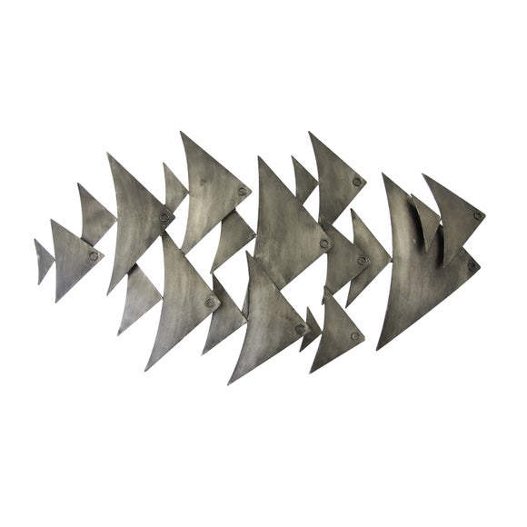 Metal Shoal of Fish Wall Art