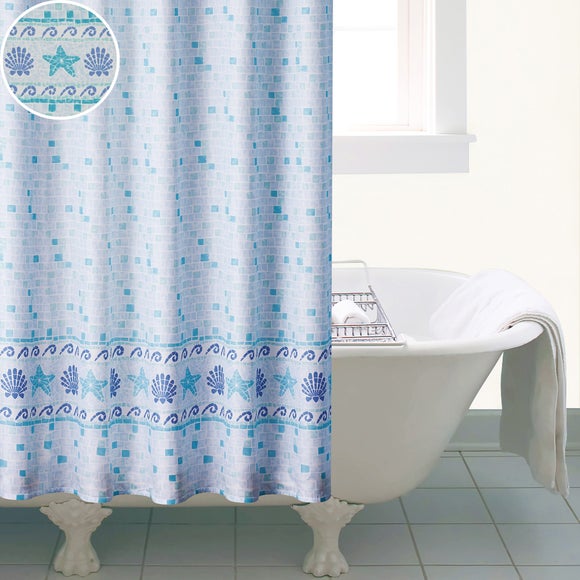 Blue Mosaic Shower Curtain