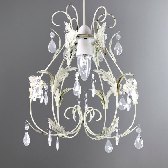 Leaf and Crystal Pendant Light Fitting Dunelm