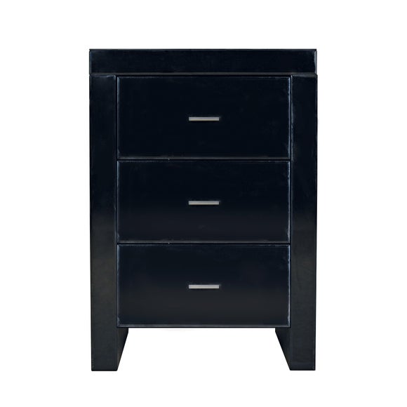 Black 3 Drawer Bedside Unit Dunelm