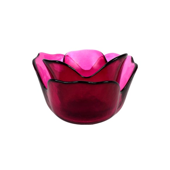 Plum Pudding Collection Glass Rose Tea Light Holder Dunelm