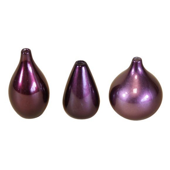 Plum Pudding Collection Set of 3 Mini Bud Vases