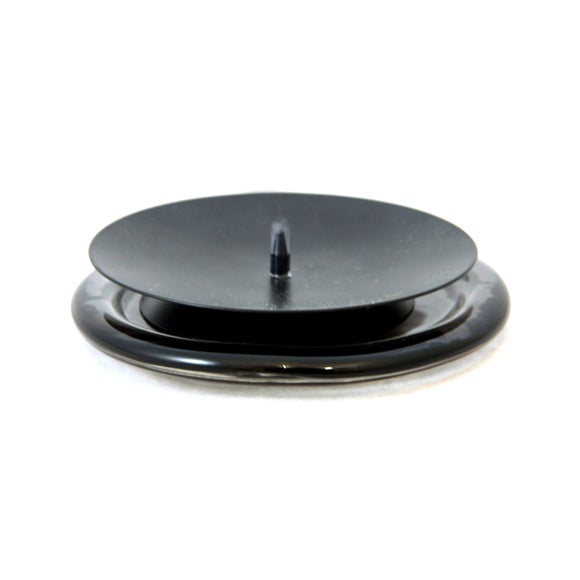 Black Metal Candle Plate with Spike Dunelm