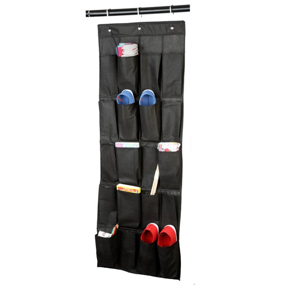 Black Non Woven Collection Overdoor Shoe Organiser