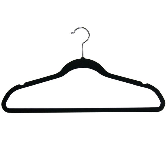 Set of 5 Black Flocking Coat Hangers Dunelm