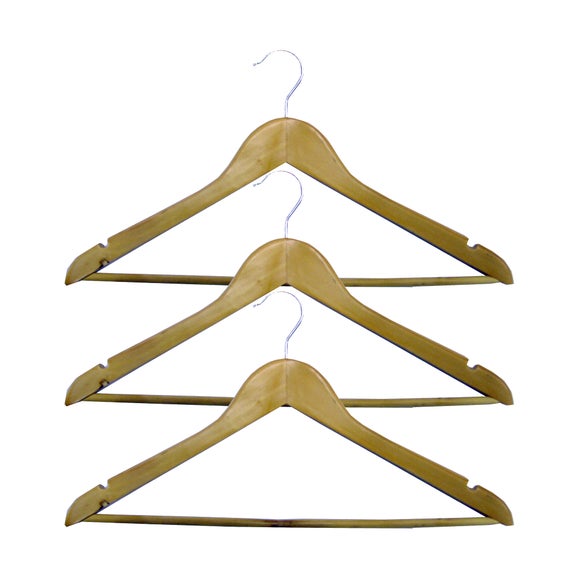 Set of 3 Brown Hangers with Bar Dunelm