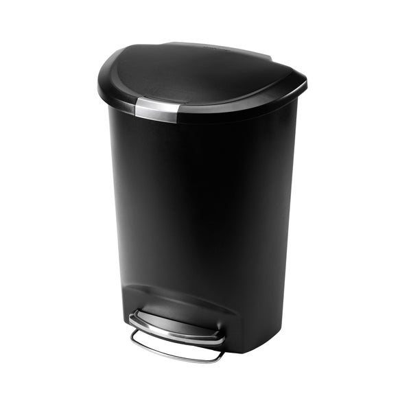 simplehuman 50 Litre Semi Round Plastic Black Step Bin