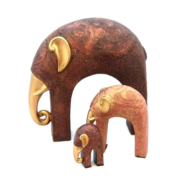 Creme Caramel Set of 3 Elephant Ornaments Dunelm