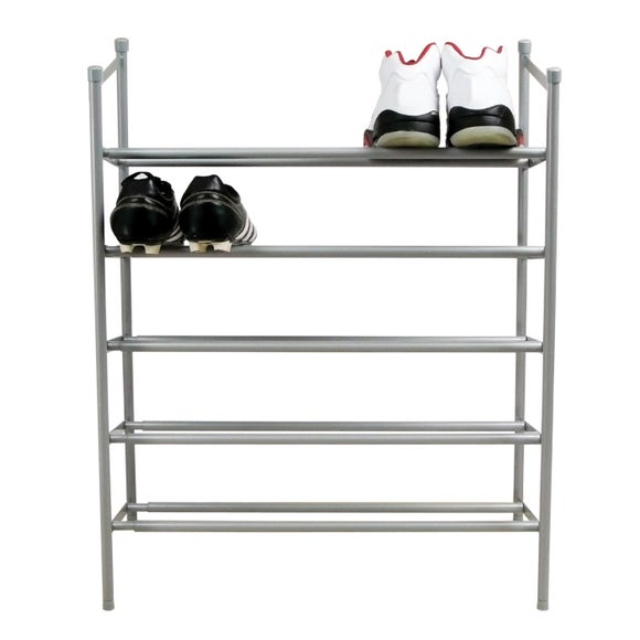 Silver 5 Tier Extending Shoe Rack Dunelm