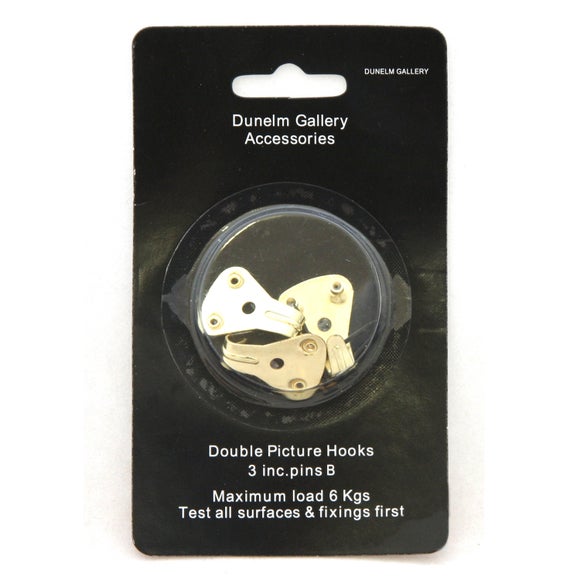Pack of 3 Double Picture Hooks with Pins