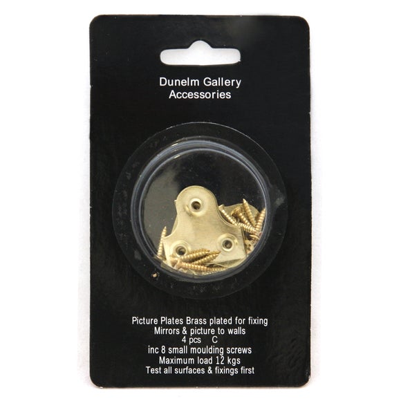 Pack of 4 Brass Plated Picture Plates