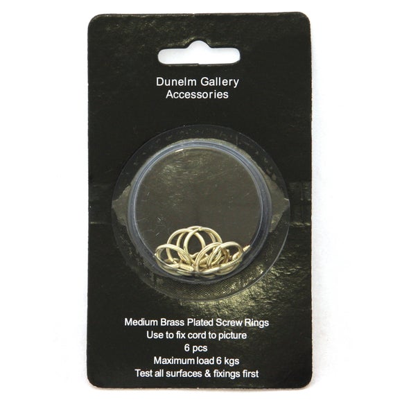 Pack of 6 Medium Brass Plated Screw Rings