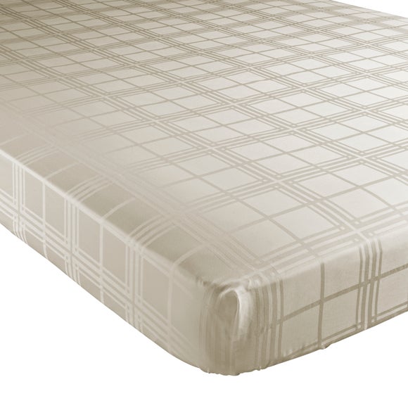 Cream Hotel Check 300 Thread Count Collection Fitted Sheet