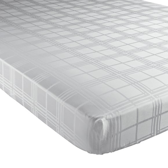 White Hotel Check 300 Thread Count Collection Fitted Sheet