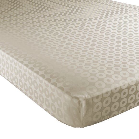 Cream Hotel Circles 300 Thread Count Collection Fitted Sheet