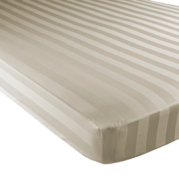 Cream Hotel Stripe 300 Thread Count Collection Fitted Sheet Dunelm