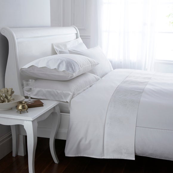 White Hotel Pima Floral 400 Thread Count Collection Duvet Cover Dunelm