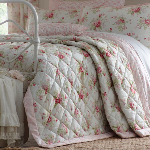 Dorma Pink Elsie Collection Quilted Throw