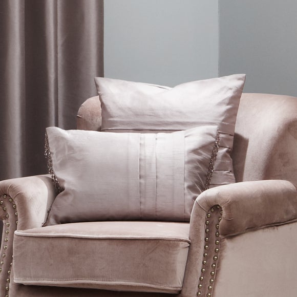 Hotel Mink Pintuck Collection Boudoir Cushion Dunelm