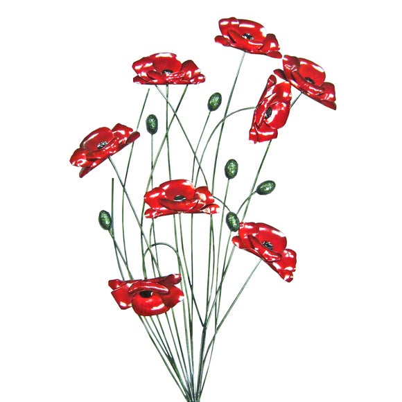 Bunch of Poppies Metal Wall Art | Dunelm