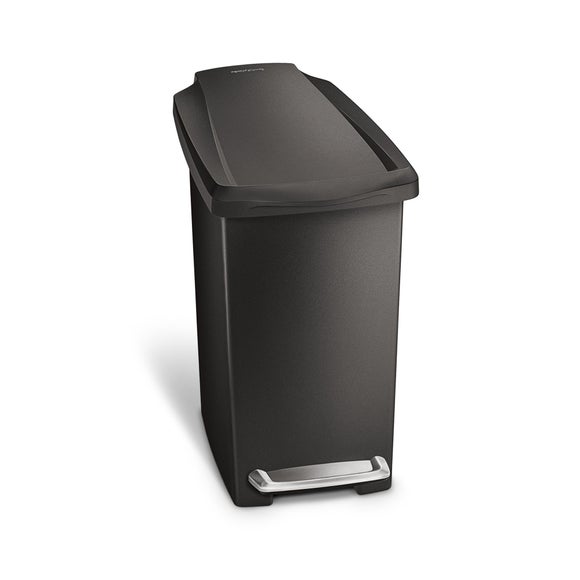 simplehuman 10 Litre Slim Plastic Black Pedal Bin