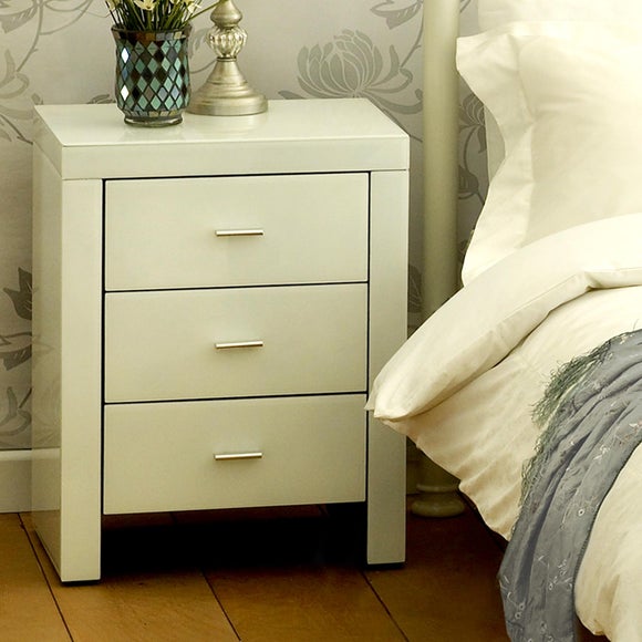 Venetian White 3 Drawer Bedside Unit