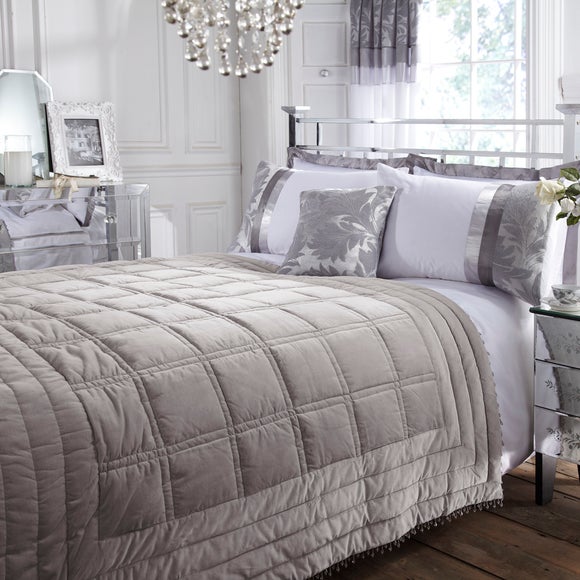 Silver Roma Damask Collection Throw Dunelm