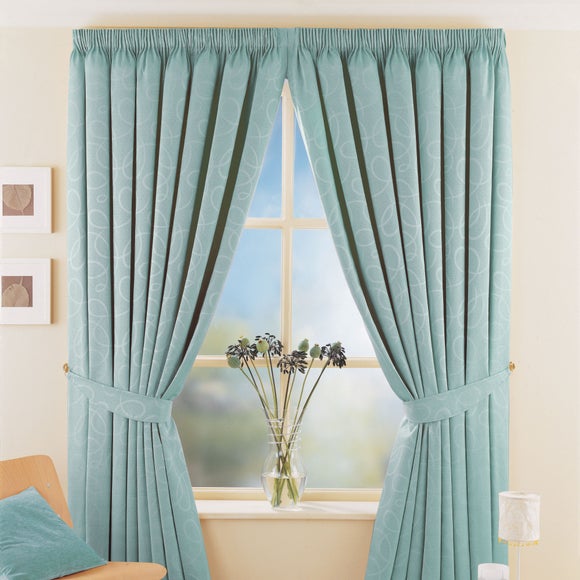 Duck Egg Toledo Thermal Pencil Pleat Curtains
