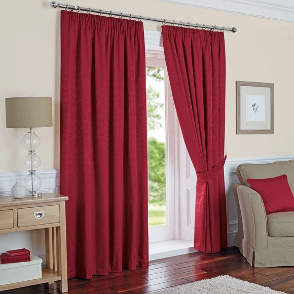 Claret Toledo Thermal Pencil Pleat Curtains