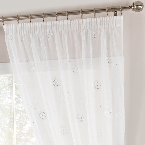 White Crystal Voile Panel Dunelm