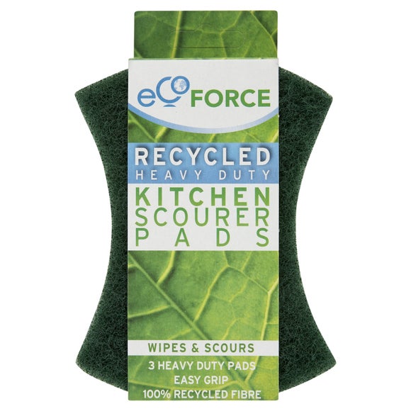 Pack of 3 EcoForce Recycled Heavy Duty Scourer Pads