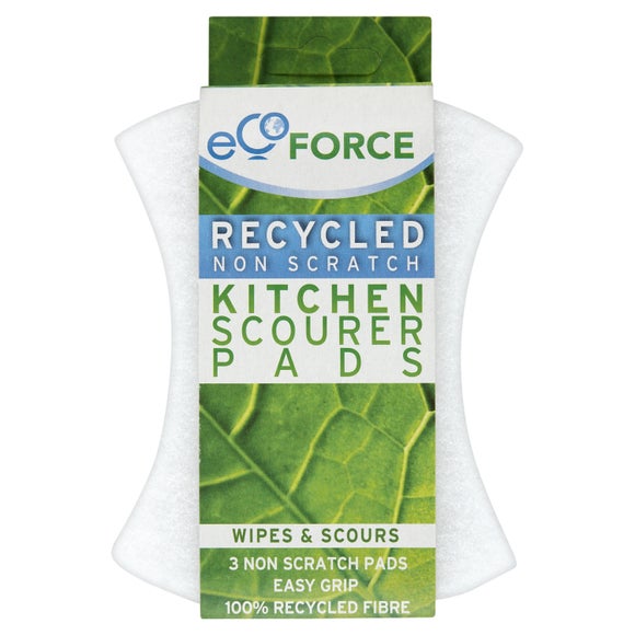 Pack of 3 EcoForce Recycled Non Scratch Scourer Pads