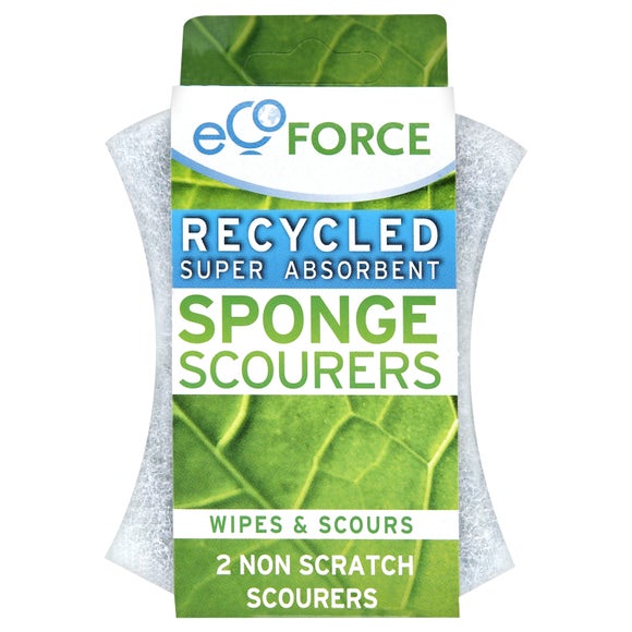 Pack of 2 EcoForce Recycled Super Absorbent Non Scratch Scourers