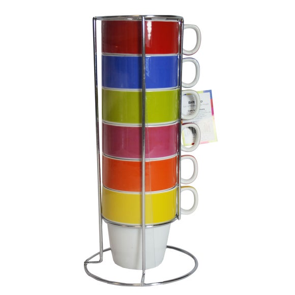 Brit Pop Collection Set of 6 Stacking Mugs