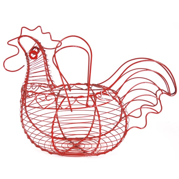 Cookshop Collection Chicken Shaped Red Wire Basket