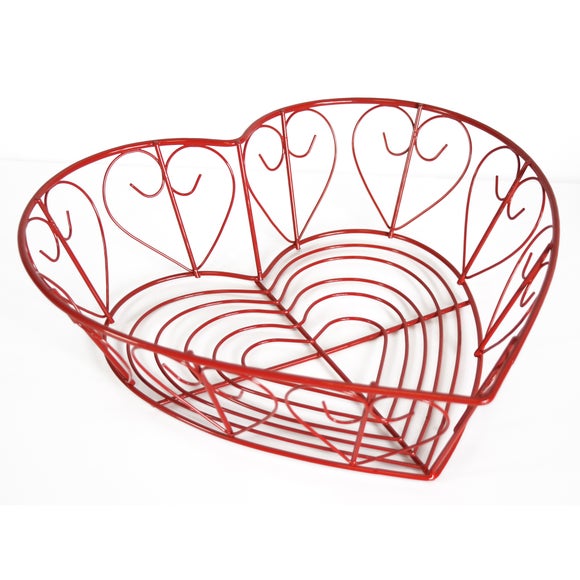 Cookshop Collection Heart Shaped Red Wire Basket