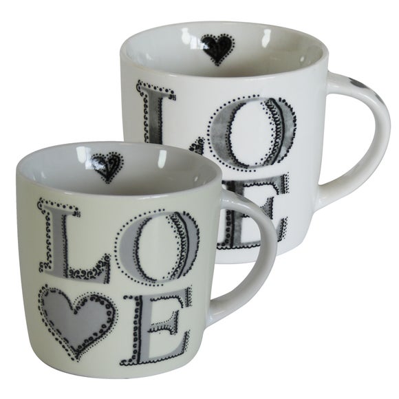 Grey Love Heart Mug