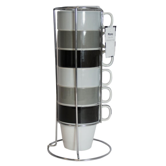 Set of 6 Mono Stacking Mugs Dunelm