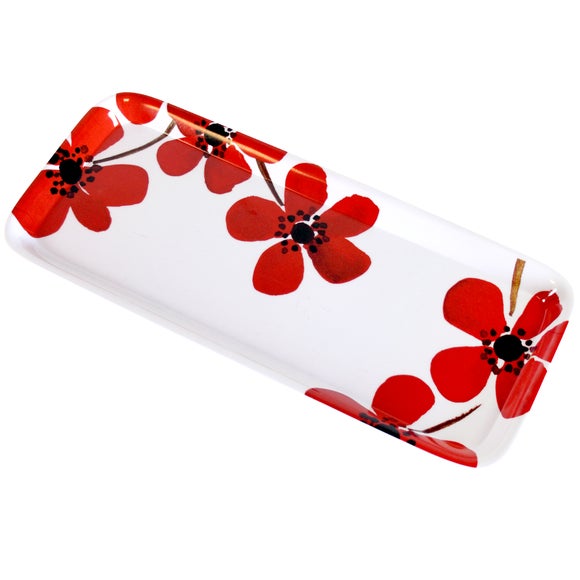 Red Painted Poppy Collection Sandwich Tray