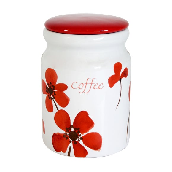 Red Painted Poppy Collection Coffee Storage Jar