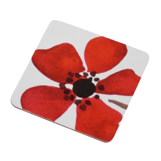 Red Painted Poppy Collection Set of 4 Coasters