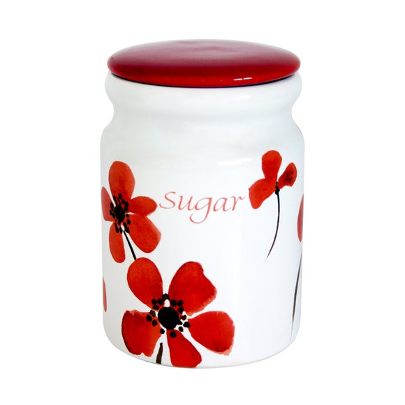 Red Painted Poppy Collection Sugar Storage Jar