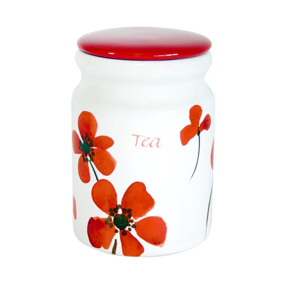 Red Painted Poppy Collection Tea Storage Jar Dunelm