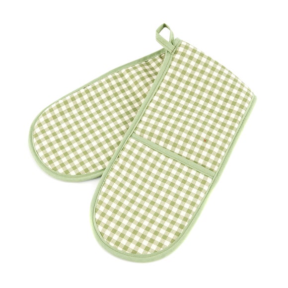 Gingham Collection Green Double Oven Glove