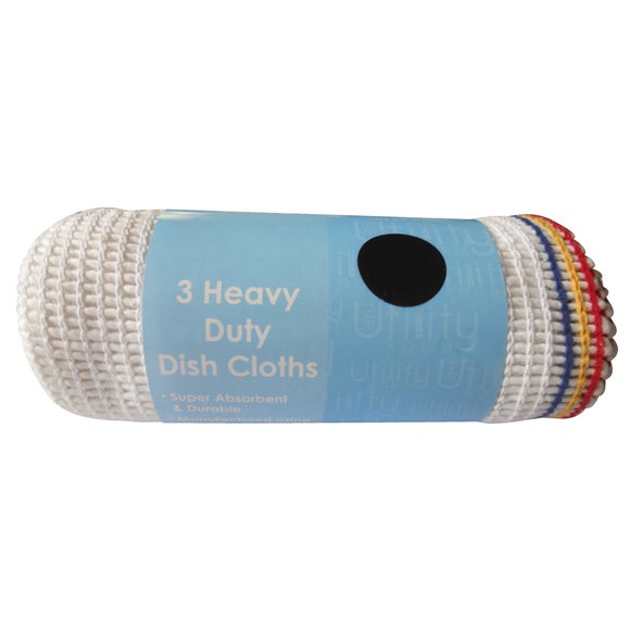 Utility Room Pack of 3 Heavy Duty Dishcloths