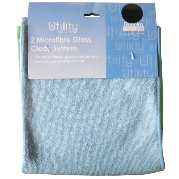 Utility Room Pack of 2 Microfibre Glass Cleaning Cloths