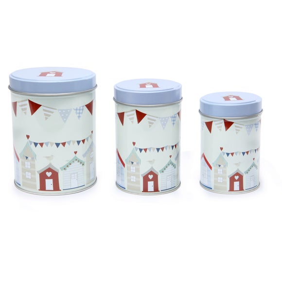 Brighton Beach Hut Collection Set of 3 Storage Tins