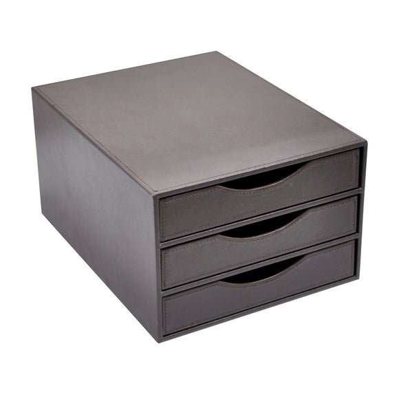 Brown Faux Leather Collection 3 Drawer Chest