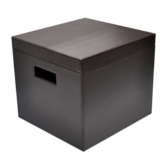 Brown Faux Leather Collection Filing Box